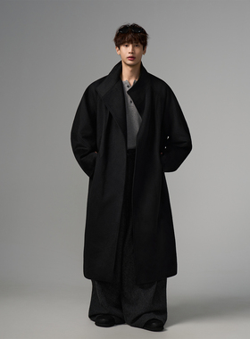 INSOMNIA失眠者 秋冬立体落肩阔版翻领羊毛混纺宽松长款大衣外套