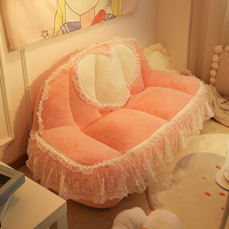 懒人沙发单人可爱女生客厅房间小户型卧室小沙发双人粉色沙发配件