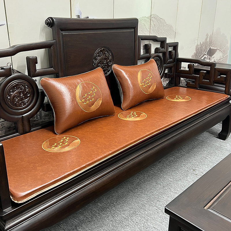 中式红木沙发坐垫夏季凉席防滑实木椅子座垫茶椅垫子冬夏两用定制