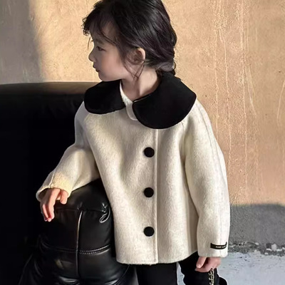 女童春秋冬小香风呢大衣时尚毛呢