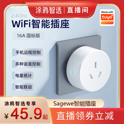 【涂鸦尊享】wifi智能插座16A热水器伴侣手机远程定时开关电计量