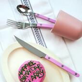 法国Sabre paris小酒馆不锈钢刀叉甜品勺西餐餐具套装 高级玫粉红