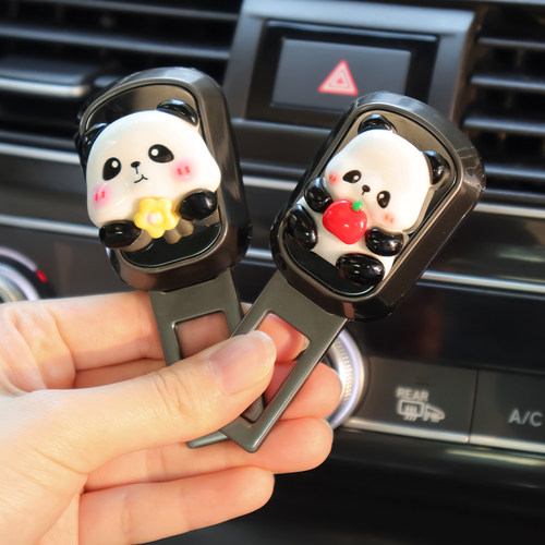 汽车安全插带卡口插头可爱熊猫