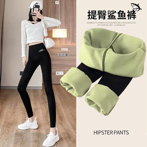 鲨鱼裤秋季高腰打底女外穿瑜伽加绒加厚保暖无皱褶收腹瘦腿打底裤