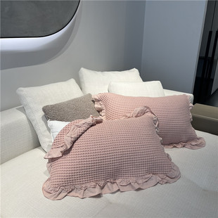 香港mapping纯棉枕巾荷花边枕头巾垫巾盖巾全棉纱布头发蓬松防油