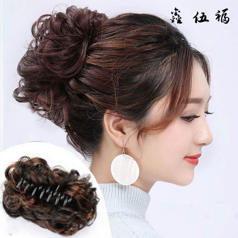 现货速发短发留长尴尬期打理神器花苞头假发卷抓夹头花发圈发夹蓬
