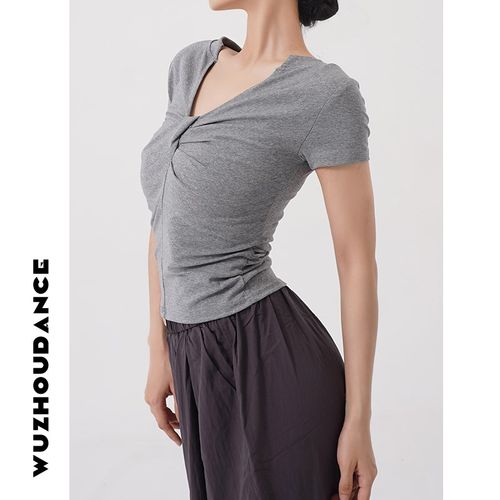 速发舞上衣正反功穿百搭款防走光两蹈上衣练舞服日常