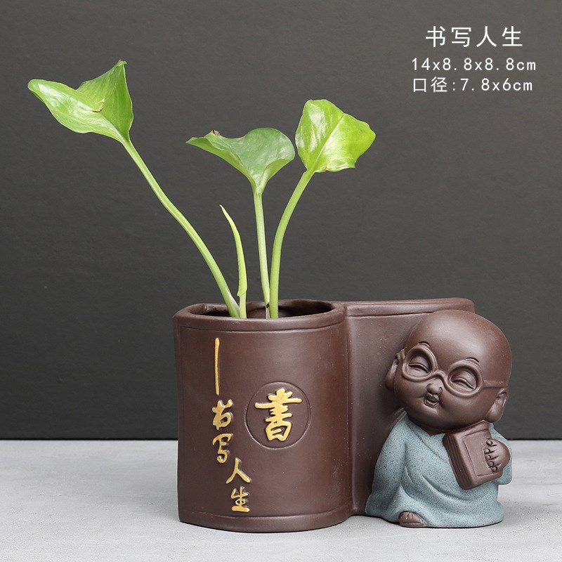 速发创意饰瓷家培植物花瓶简约水养花盆水居装陶品摆件迷你多肉盆