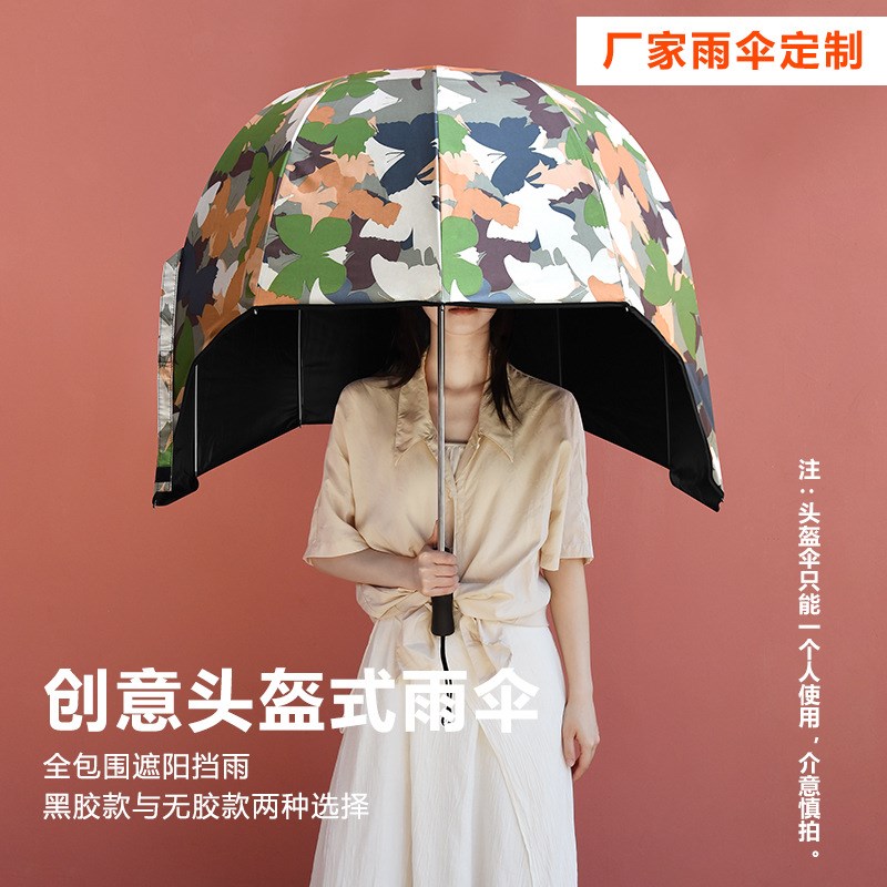 速发创外头盔伞高级感雨伞防晒儿童户雨遮晴意伞