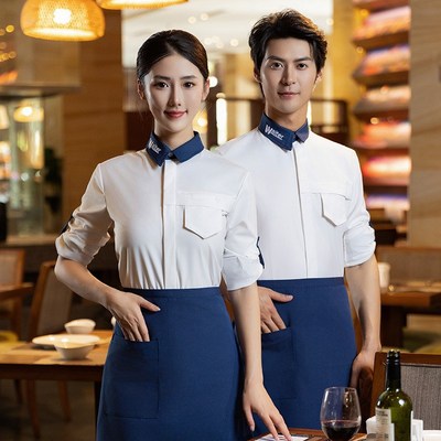 速发酒店中式长袖服务员工作服餐饮火锅店民族风农家乐庄餐饮秋冬