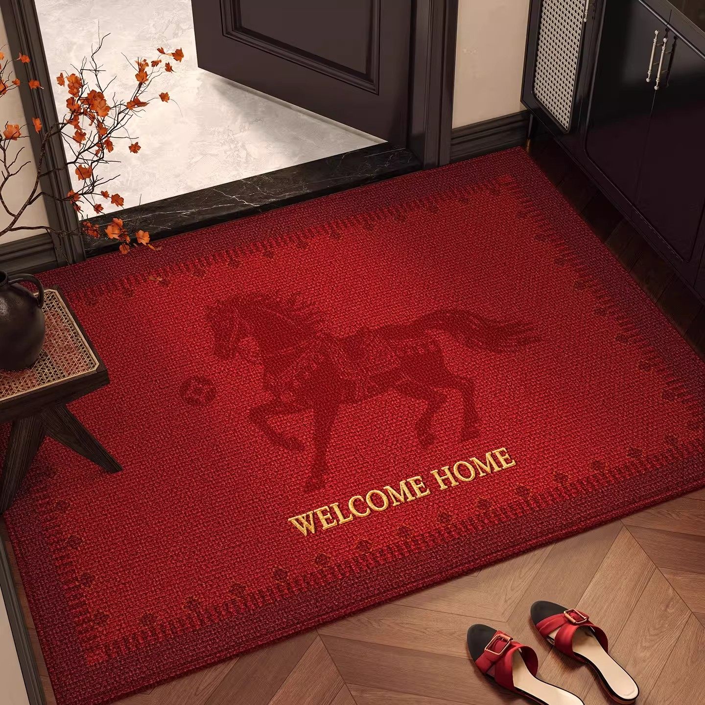 日本新款马年红色入户门地垫喜庆防滑除尘耐磨入户脚垫大门口地毯,居家布艺,入户地垫,淘宝优惠券,粉丝福利购,淘宝优惠卷