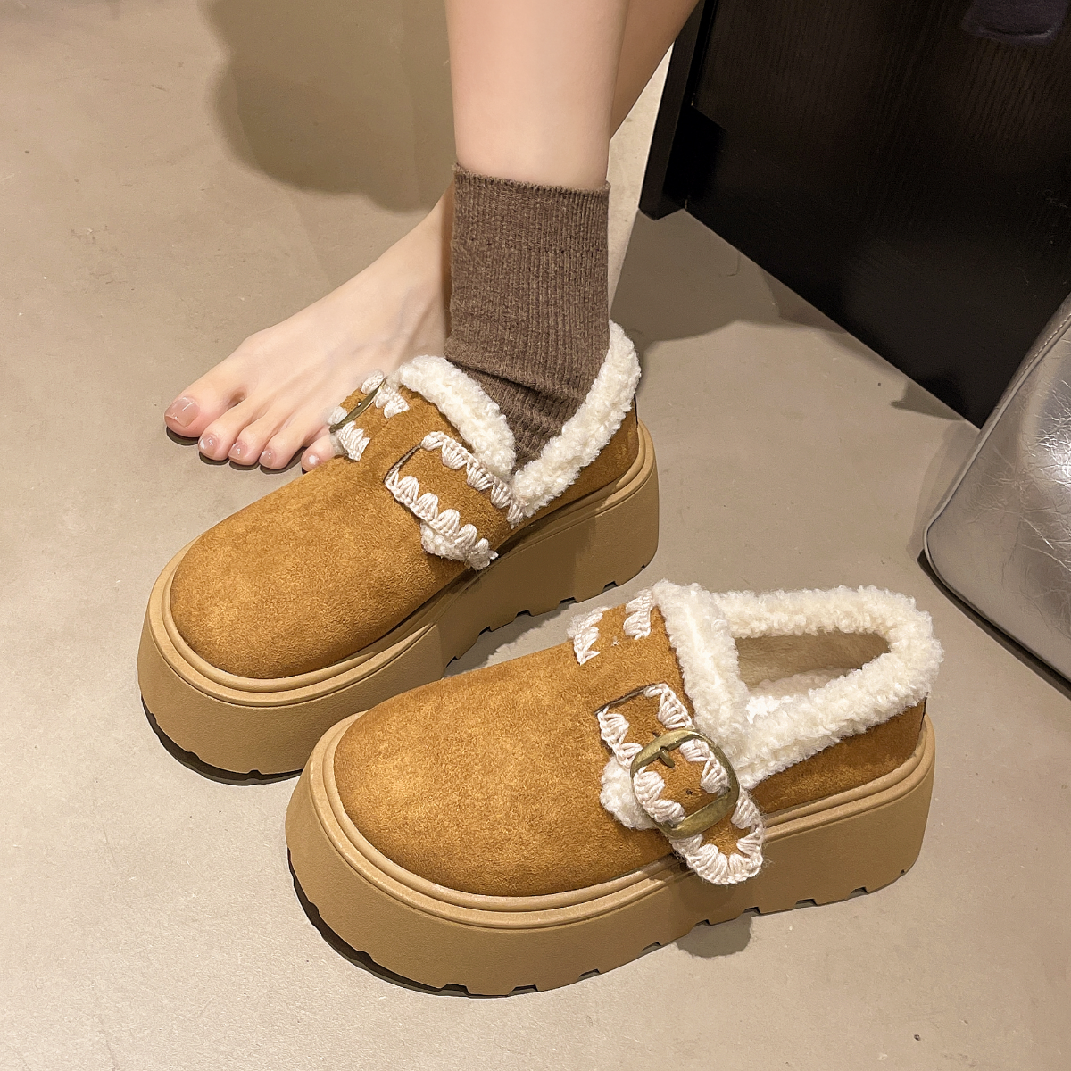 时尚百搭加绒保暖勃肯鞋
