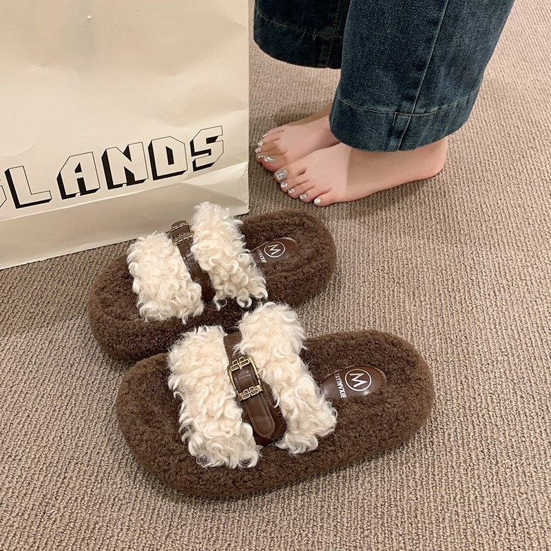 网红时尚百搭毛毛拖鞋