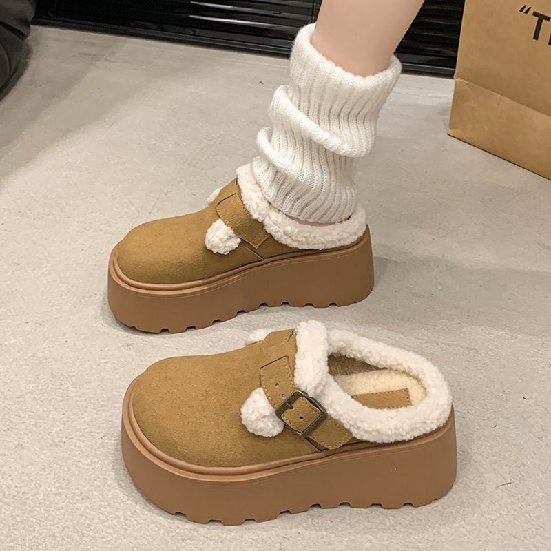 厚底增高包头半拖鞋女