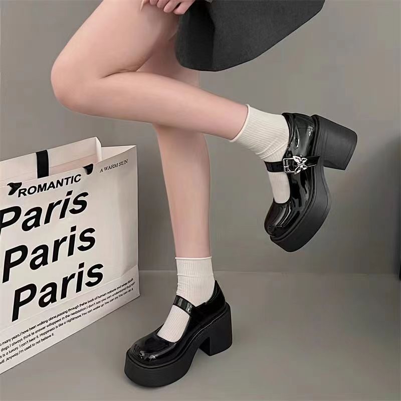 黑色厚底增高浅口小皮鞋女2026年春季新款复古时尚百搭玛丽珍单鞋,女鞋,浅口单鞋,淘宝优惠券,粉丝福利购,淘宝优惠卷