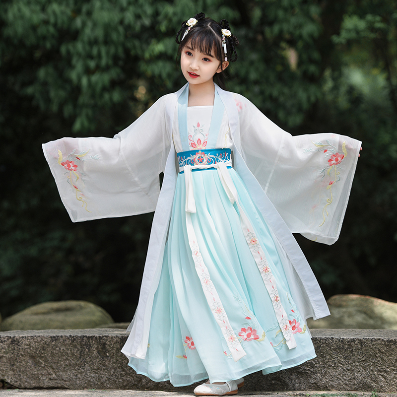 儿童汉服中国风超仙小女孩春夏秋季宝宝齐腰襦裙三件套大袖衫夏季