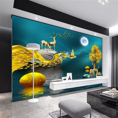 定制3d电视背景墙壁纸2022年新款8d立体壁画北欧风格客厅网红墙布