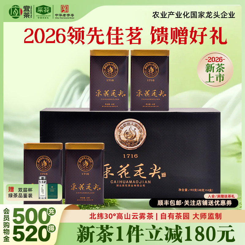 2026新茶上市采花毛尖明前特级芽毛尖五峰绿茶1716条48g*4罐