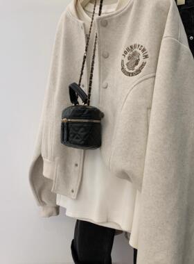 好看鼠我了！美式棒球服外套女春秋小个子夹棉夹克2024新款爆款