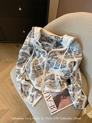 聚酯纤维拉链连帽单件ins小众