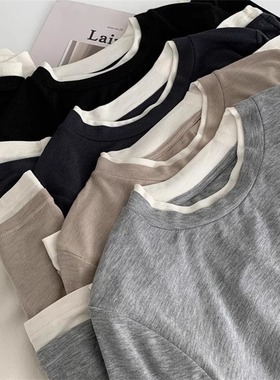 广州十三行爆款！轻薄透气莱赛尔天丝假两件正肩叠穿软糯打底衫