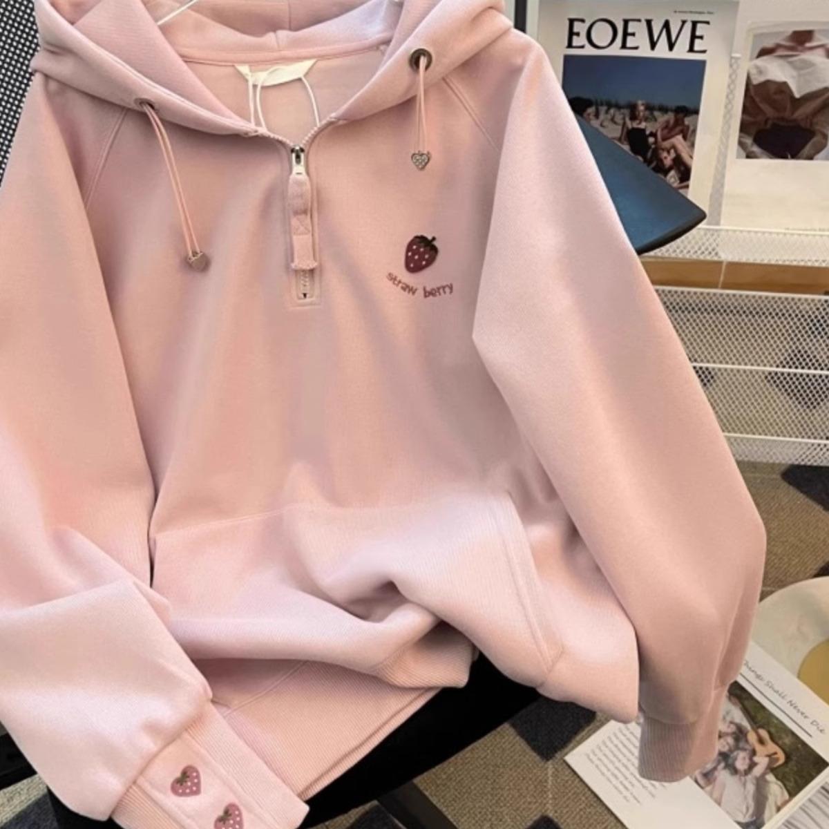 宽松韩版刺绣刺绣抽绳连帽卫衣