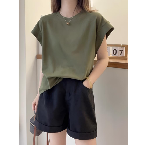 新款纯棉圆领短袖t恤上衣女