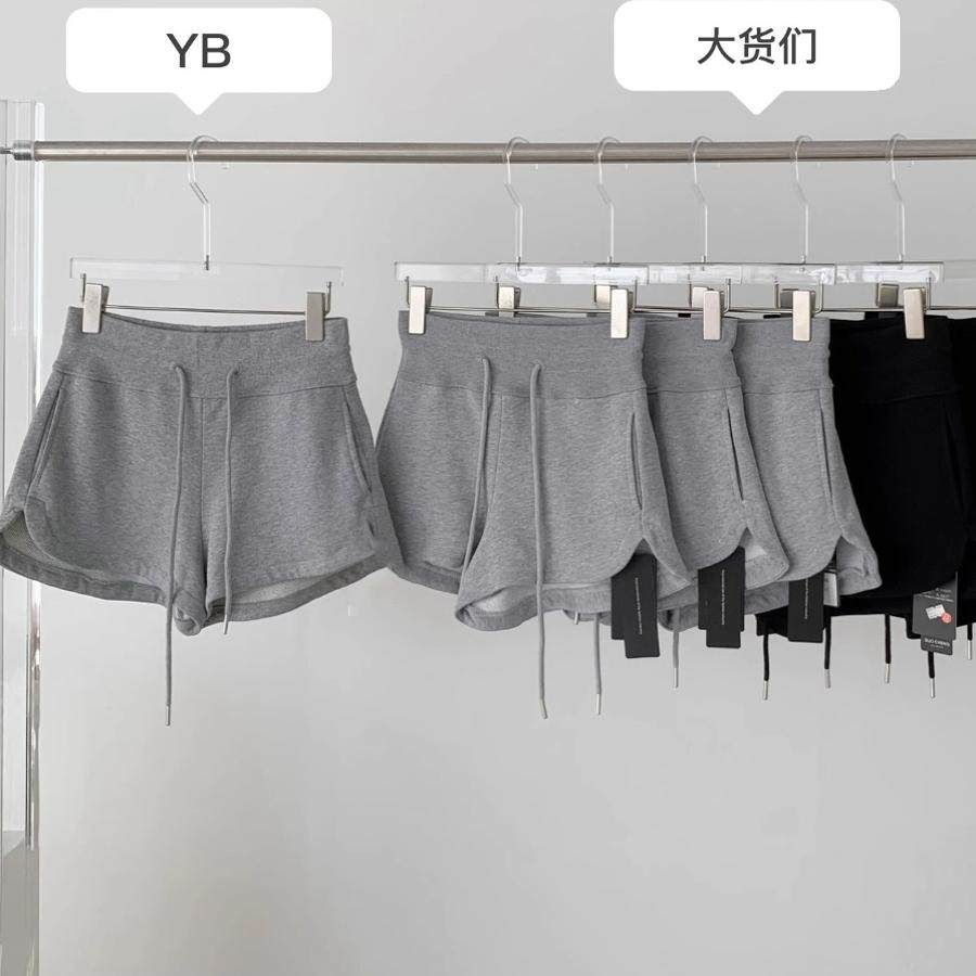 灰色美式抽绳休闲直筒运动裤