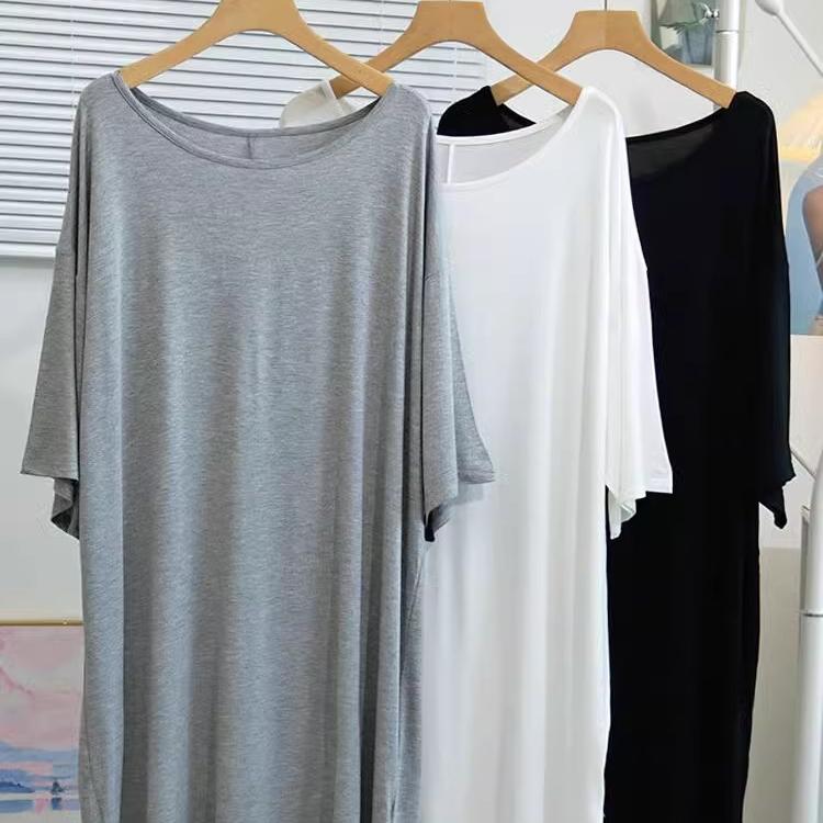 莫代尔宽松宽松T恤中长款韩版ins