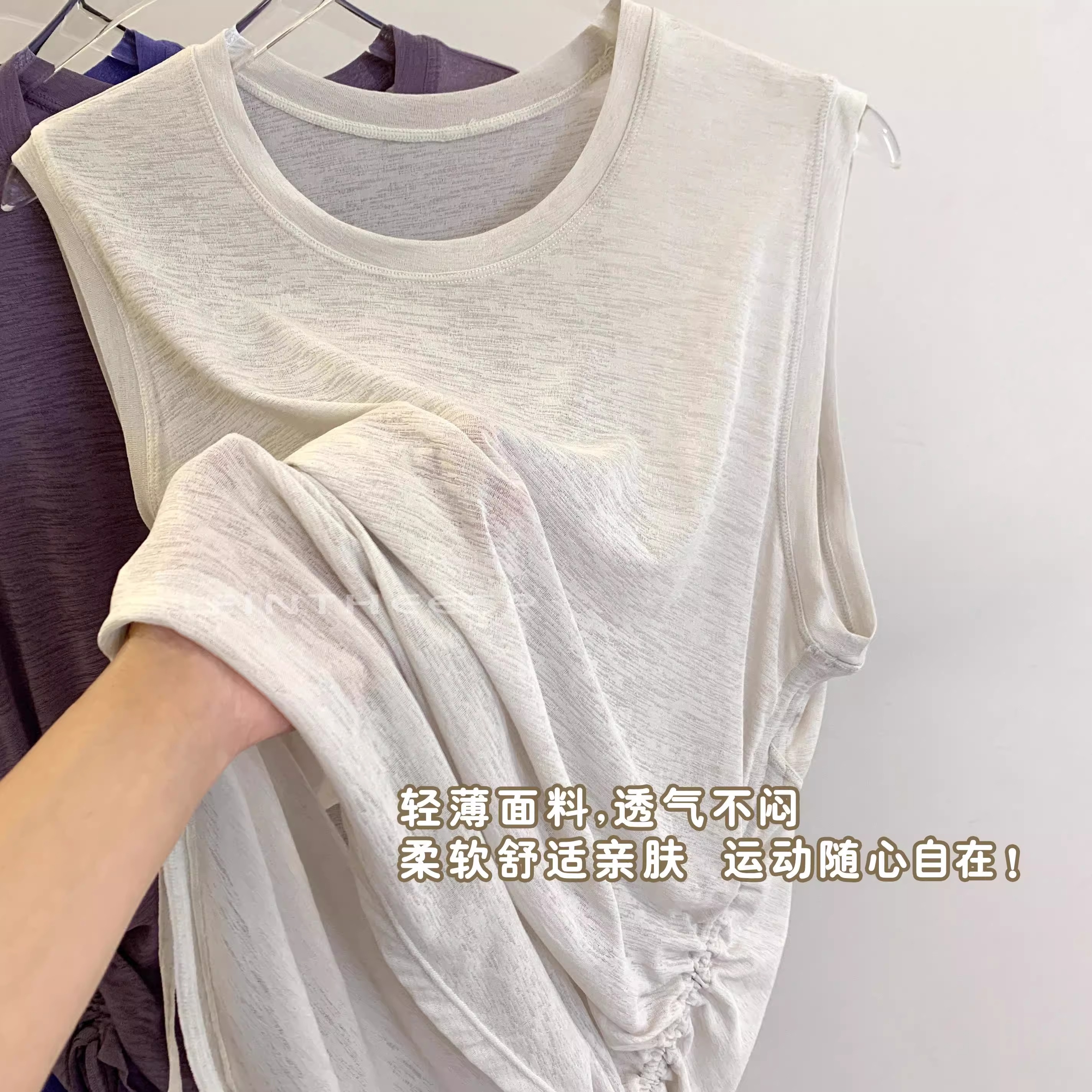 宽松薄款女夏罩衫速干健身上衣