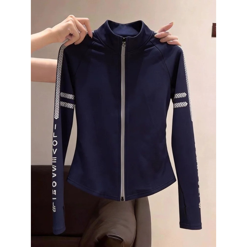 品牌折扣店女装剪标~运动风立领拉链外套女秋季修身显瘦长袖上衣