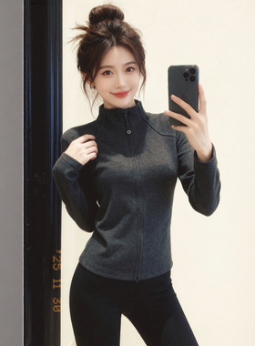 上身美爆了~深灰色高领修身拉链开衫卫衣女2025秋冬季巨好看上衣