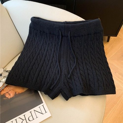 穿出高级感！高腰针织阔腿裤女秋冬麻花纹系绳工装裤外穿休闲短裤,女装/女士精品,休闲裤,淘宝优惠券,粉丝福利购,淘宝优惠卷