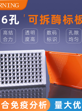 康宁/Corning酶标板 96孔可拆/不可拆酶标板 25块/盒 4盒/箱 42