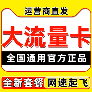 中国流量卡纯流量上网卡无线限大流量卡电话手机卡全国通用大王卡