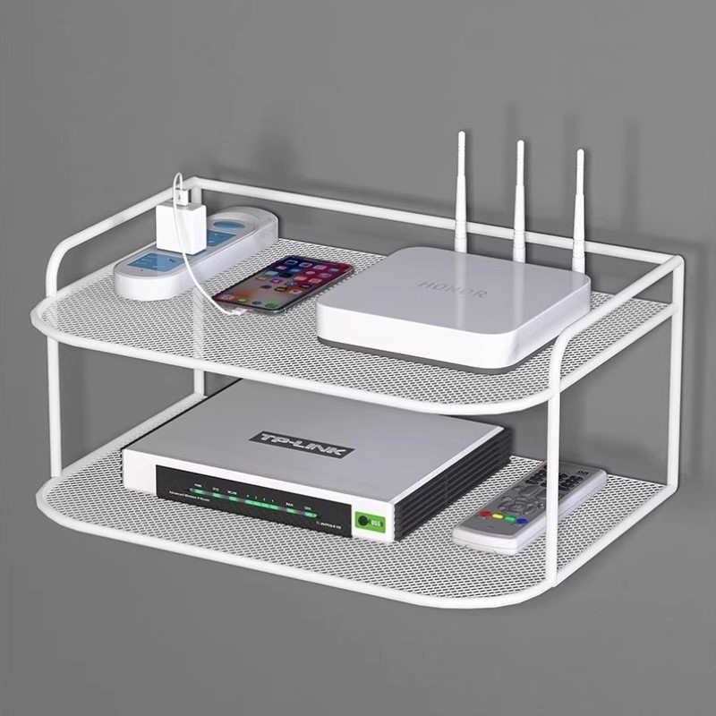 免支架放置收纳盒墙壁打孔墙上路由器电视架置物机顶盒托架挂wifi