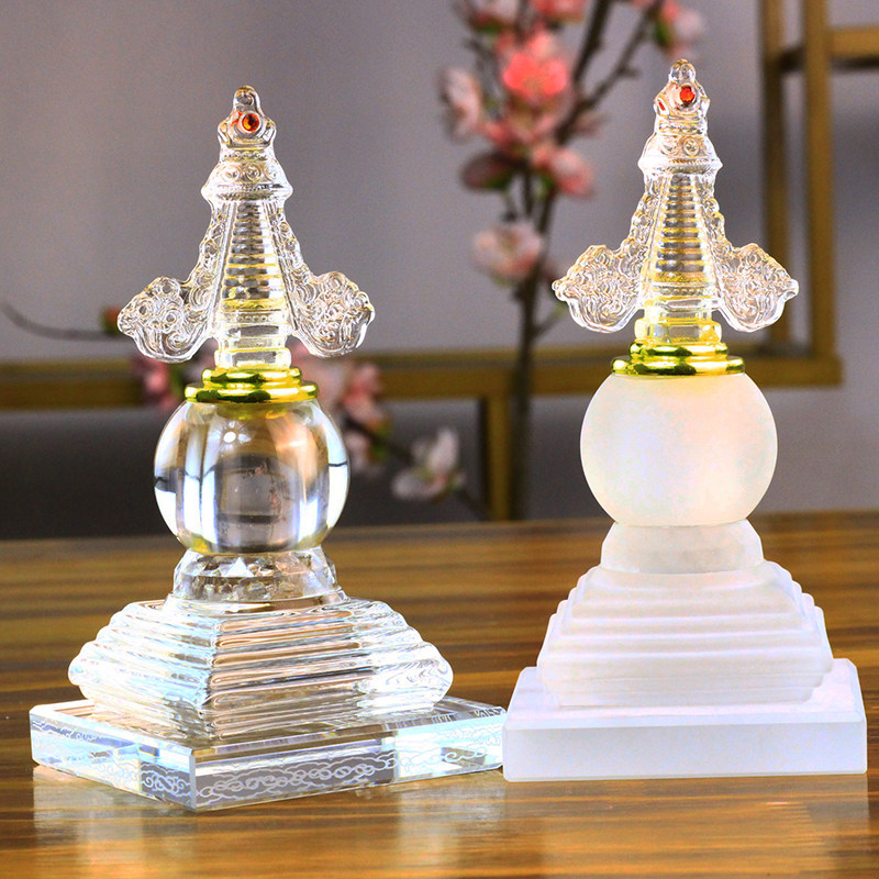 水晶菩提塔小号舍利塔装甘露丸的佛塔密封装藏水晶瓶供养正面摆件