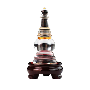 装舍利子的塔水晶舍利塔密封装藏配木底座透明装饰品甘露丸空瓶子