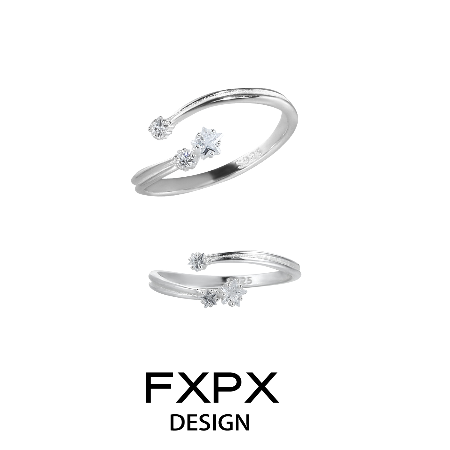 FXPX纯银流星交织戒指小众设计高级感食指戒开口可调节尾戒不掉色