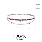 FXPX 原创设计薄荷红绿暗红色蝴蝶手镯小众设计高级感双层手链女