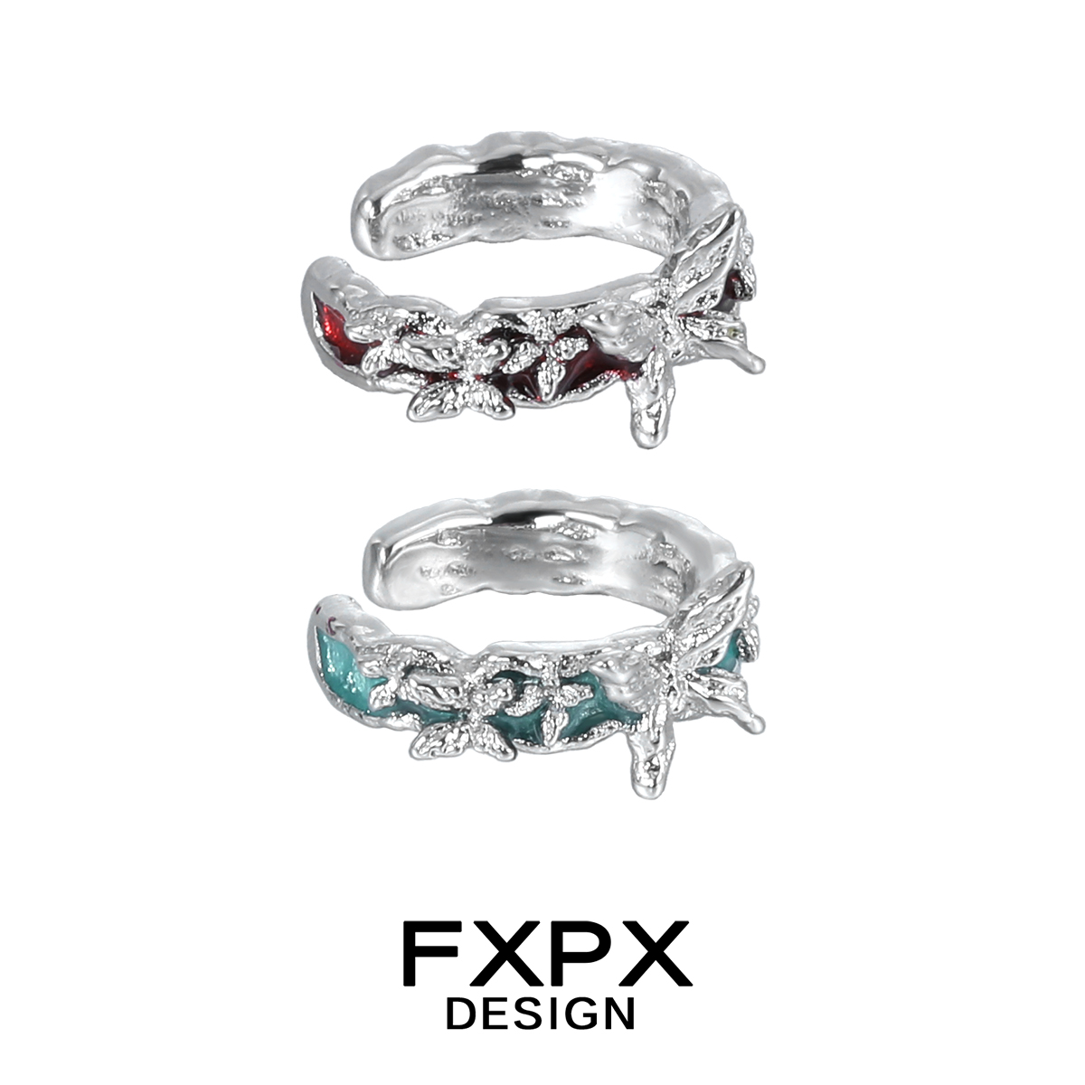 FXPX 原创设计蝴蝶耳骨夹薄荷色暗红色无耳洞耳饰清冷系百搭耳夹