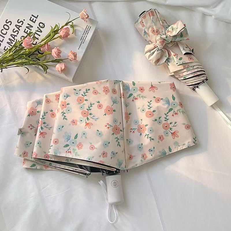 法式ins碎花全自动晴雨两用折叠防晒防紫外线遮阳女生高颜值雨伞