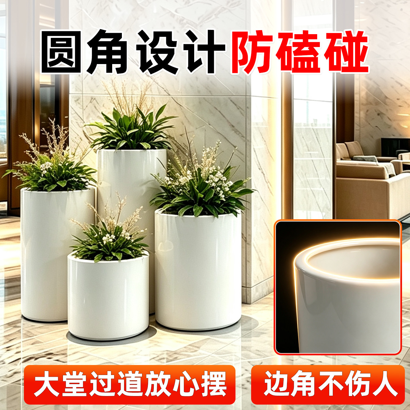 不锈钢圆形花箱金属长方形种植箱户外可移动室内成品阳台室外庭院图片