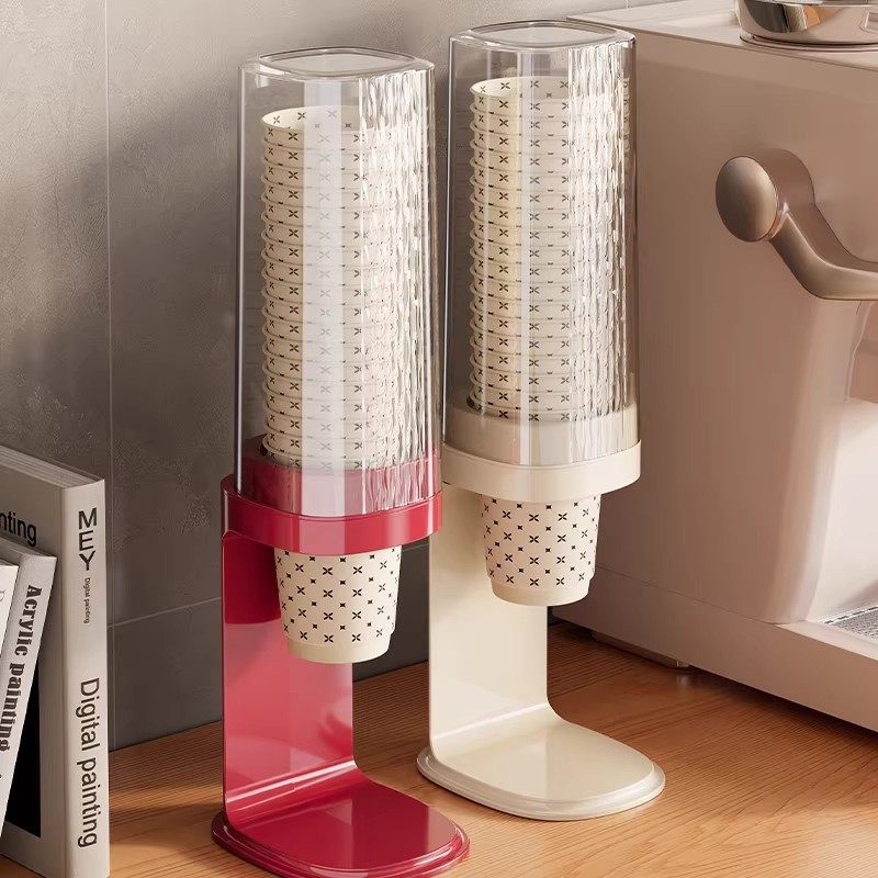 一次性杯子取杯器台面咖啡茶杯架饮水机防尘水杯收纳盒纸杯置物架