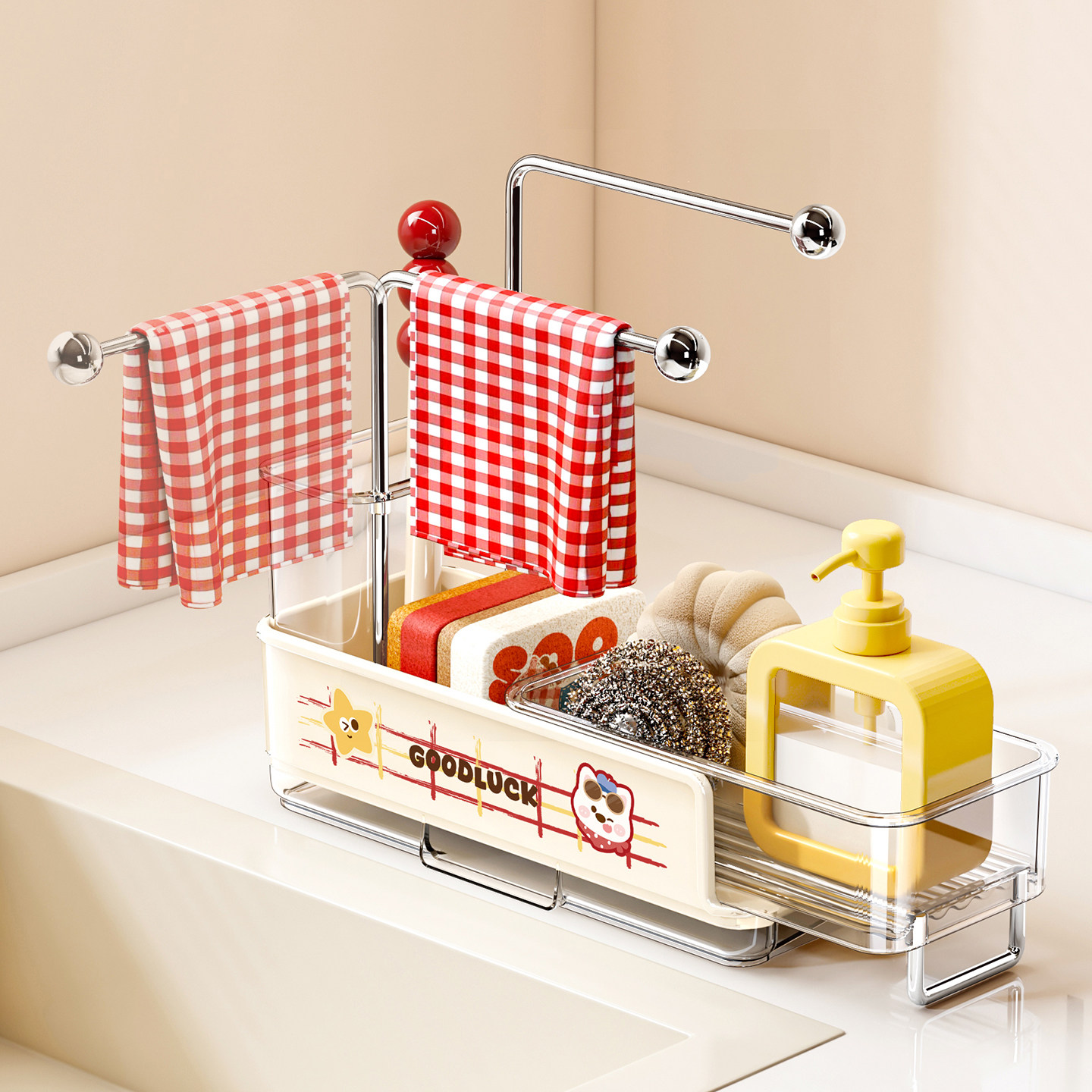 厨房抹布沥水架多功能水槽置物架家用台面洗碗布海绵窄边收纳架子