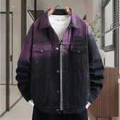 渐变色牛仔外套男宽松帅气青少年潮牌时尚 夹克春秋季