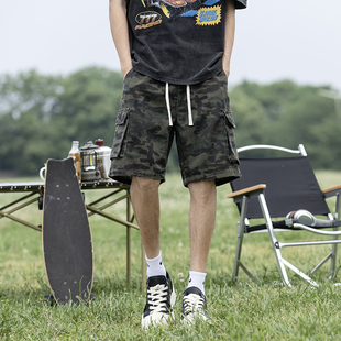 宽松多口袋五分裤 美式 男青少年学生夏季 风迷彩短裤 休闲户外 工装