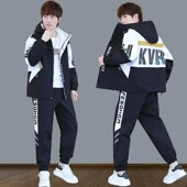 高初中学生潮流帅气加绒加厚 2025新款 青少年外套男夹克套装 春秋季