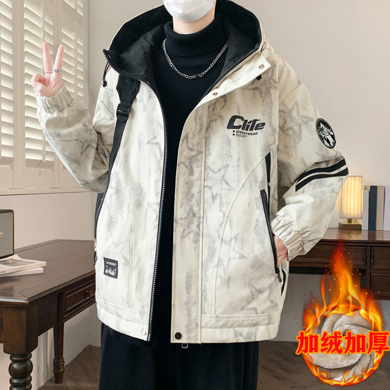 青少年冲锋衣加绒加厚男款秋冬季