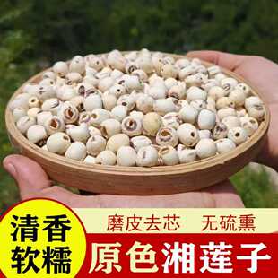 白莲子干货大粒去芯磨皮特莲去心白莲无心500g湖南特产通心包邮
